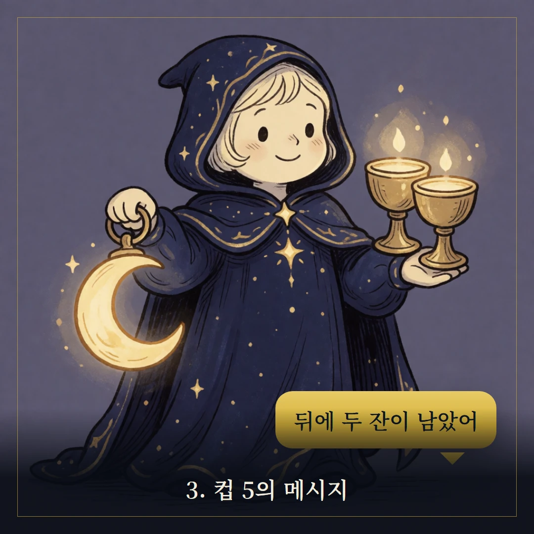 컵 5(Five of Cups) 웹툰 3컷 — 카드의 메시지