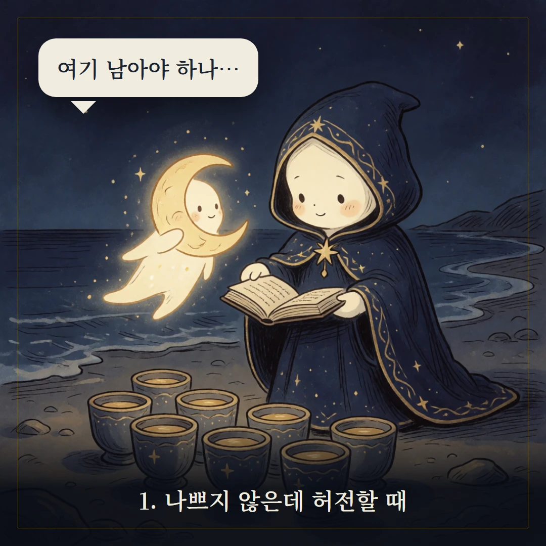 컵 8(Eight of Cups) 웹툰 1컷 — 갈림길 앞에서