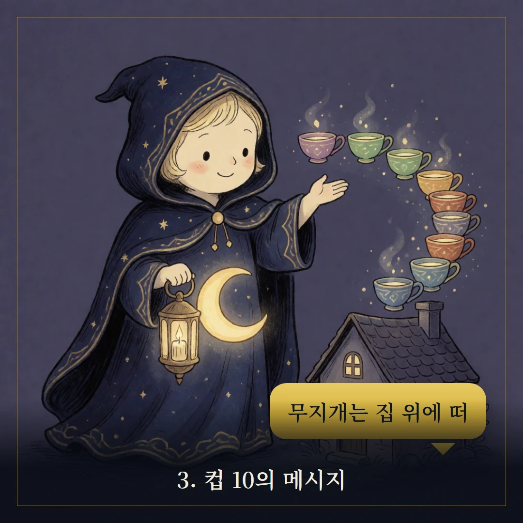 컵 10(Ten of Cups) 웹툰 3컷 — 카드의 메시지