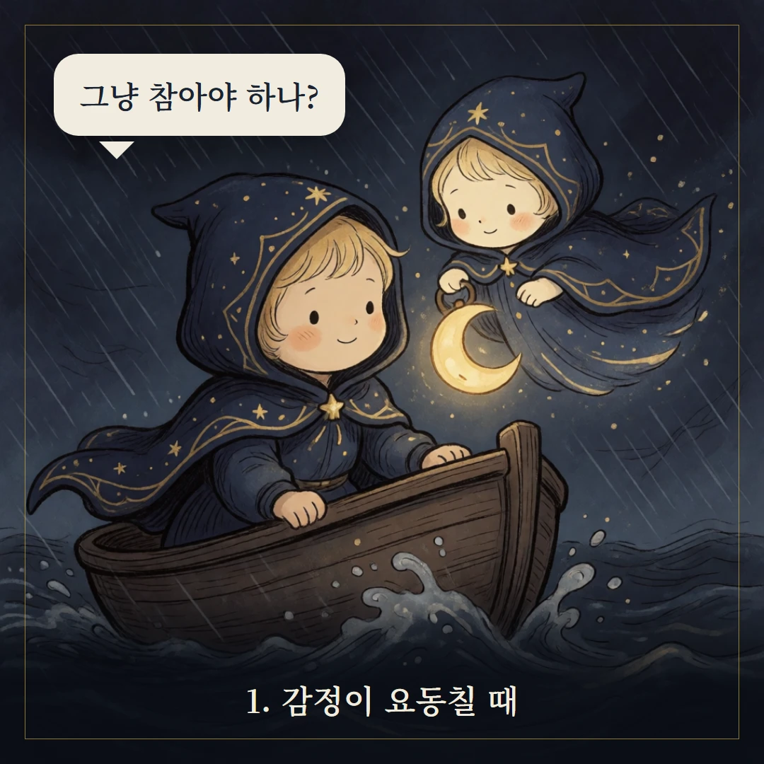 컵 왕(King of Cups) 웹툰 1컷 — 갈림길 앞에서