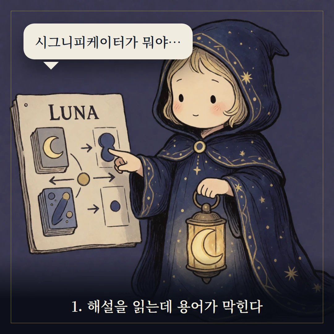 타로 용어집 — 아르카나부터 켈틱크로스까지 한눈에 웹툰 1컷