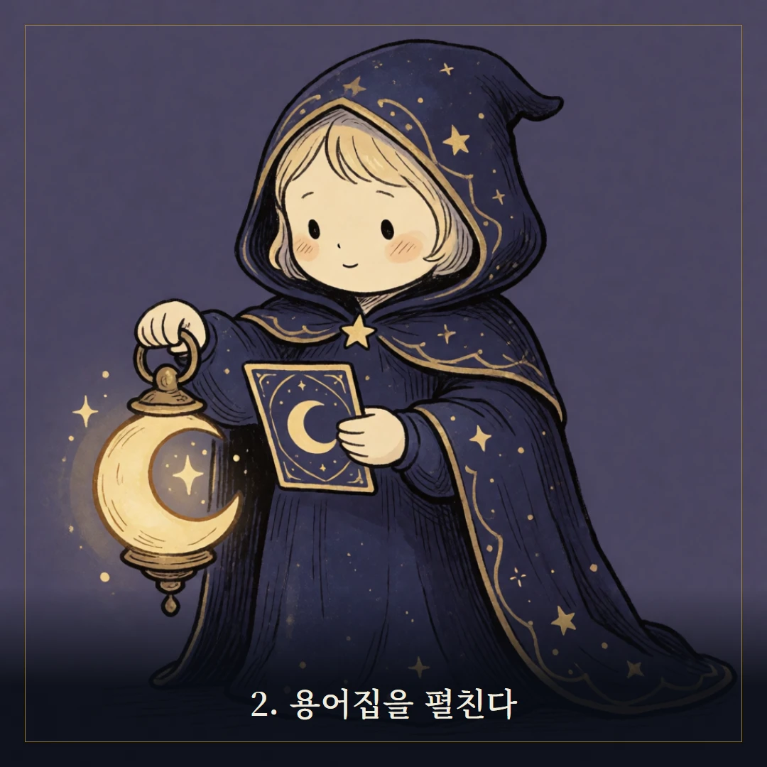 타로 용어집 — 아르카나부터 켈틱크로스까지 한눈에 웹툰 2컷