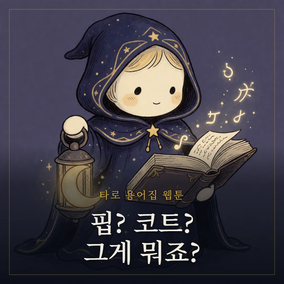 타로 용어집 — 아르카나부터 켈틱크로스까지 한눈에 웹툰 표지