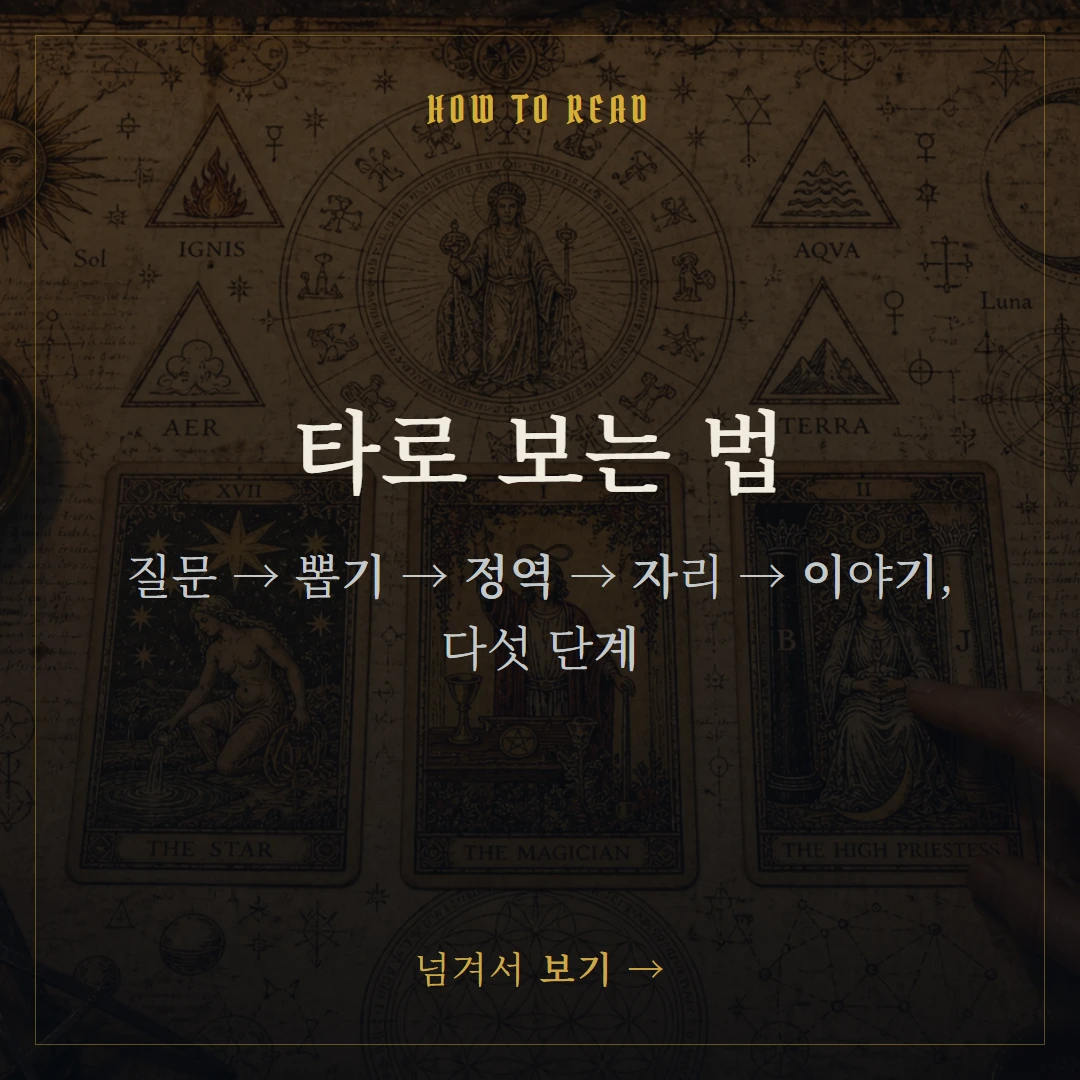 타로 보는 법 — 질문하는 법부터 해석까지 표지