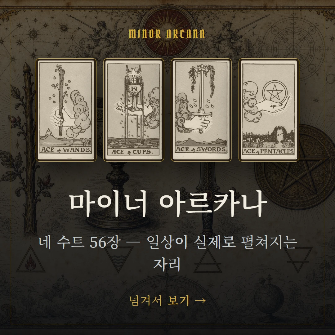 마이너 아르카나란? 56장 구조와 4원소 표지