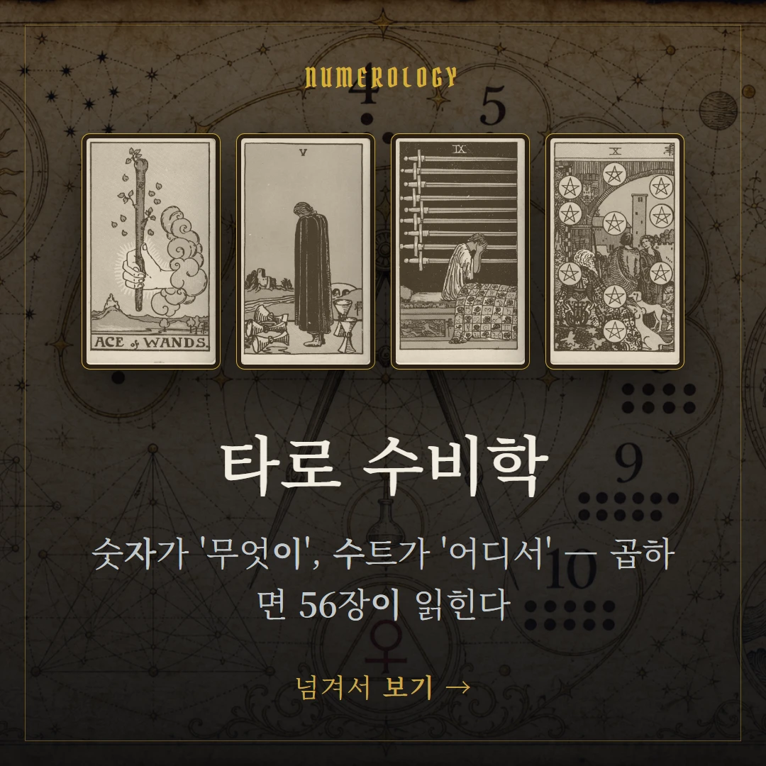 타로 수비학 — 1부터 10까지 숫자에 담긴 의미 표지