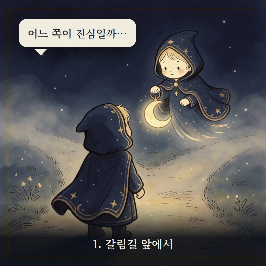 연인(The Lovers) 웹툰 1컷 — 갈림길 앞에서