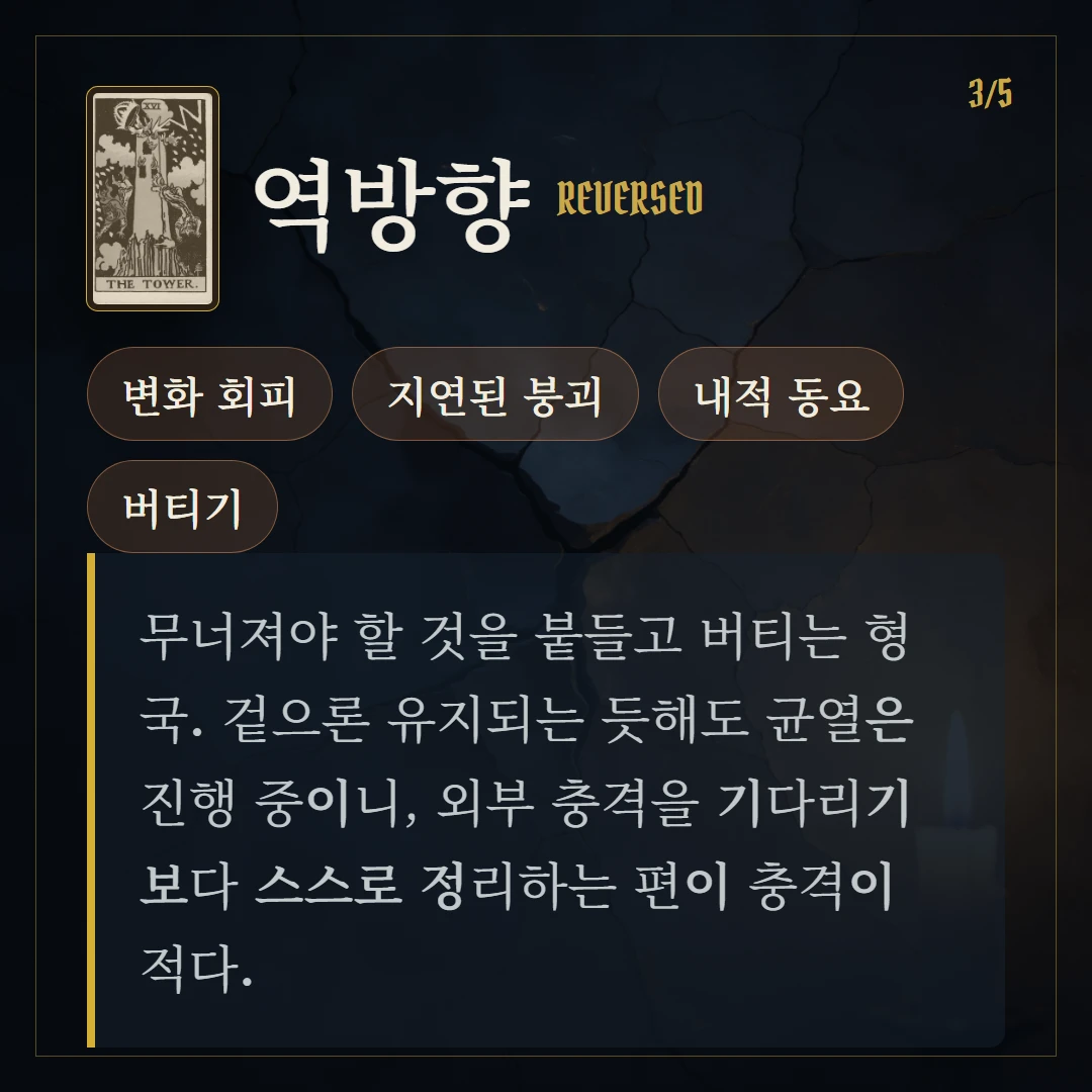 탑(The Tower) 역방향 키워드와 의미