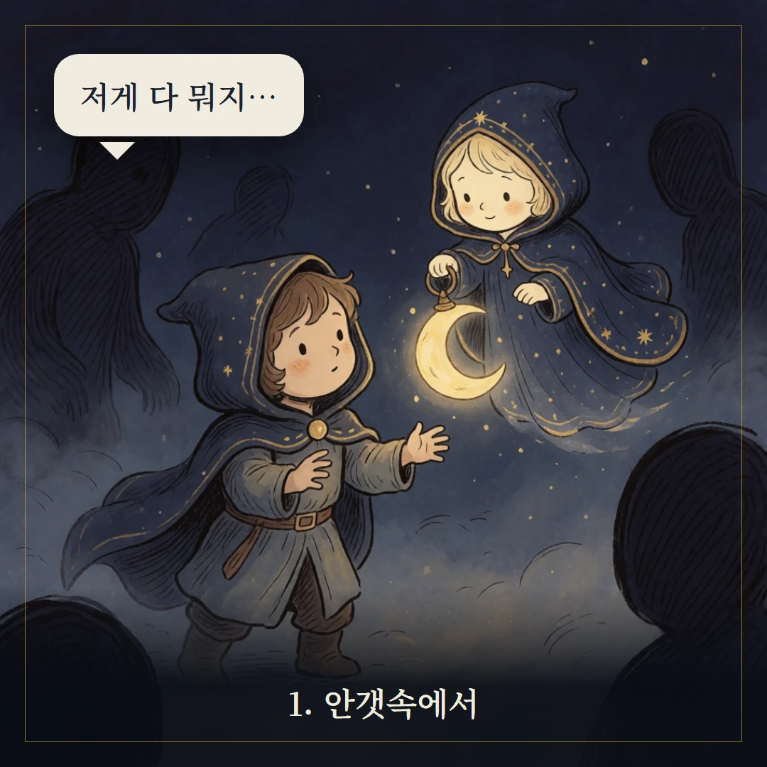 달(The Moon) 웹툰 1컷 — 갈림길 앞에서