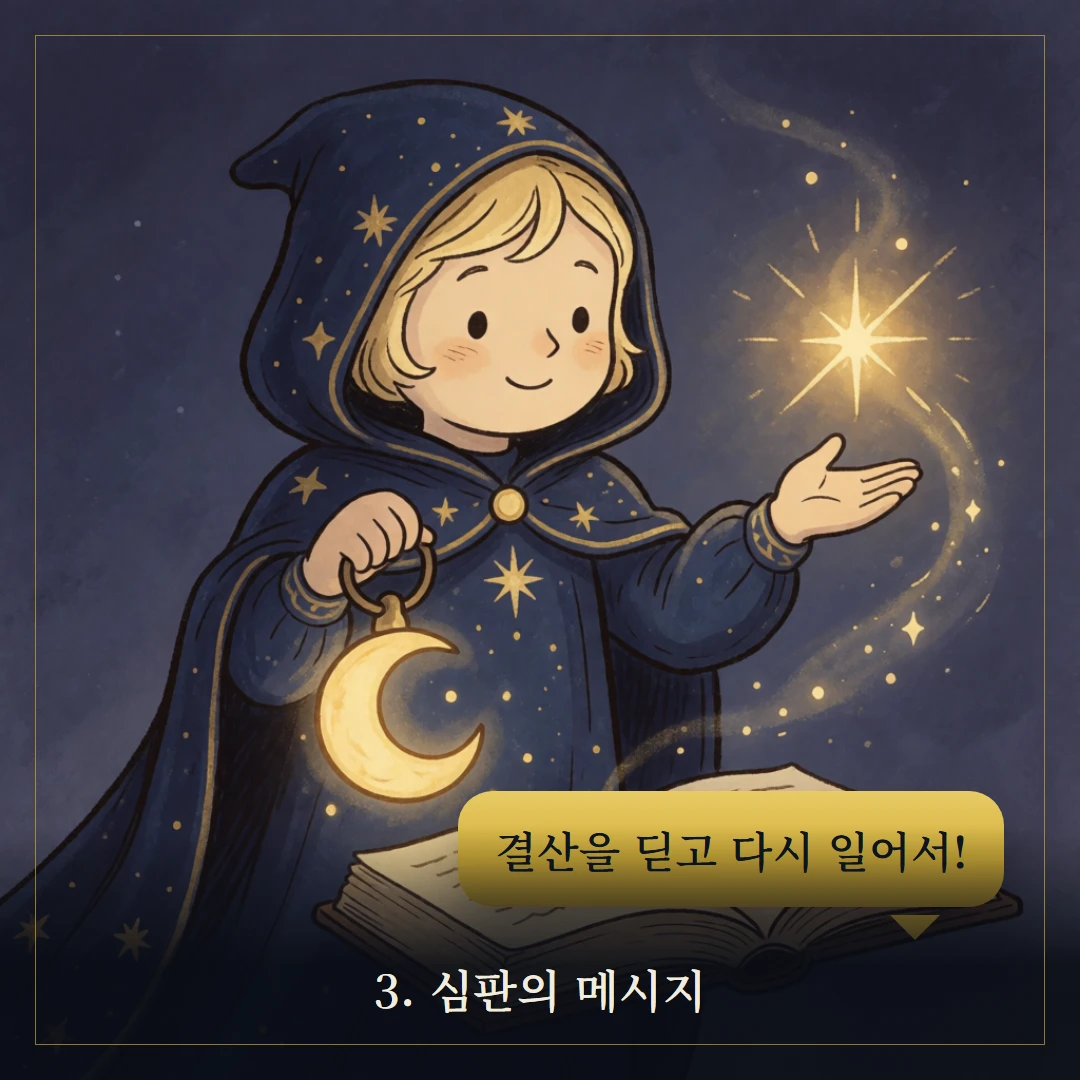 심판(Judgement) 웹툰 3컷 — 카드의 메시지