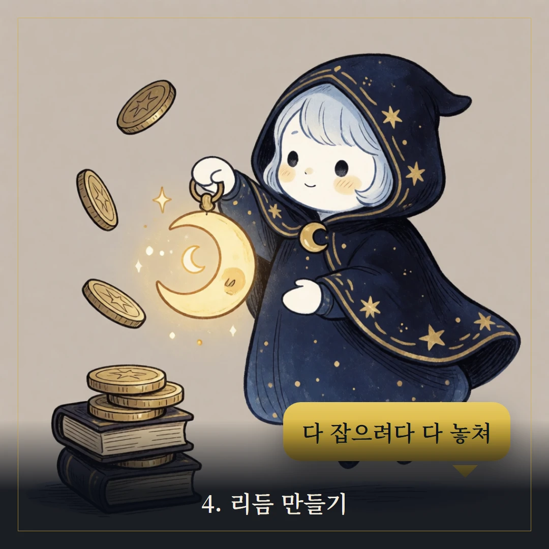 펜타클 2(Two of Pentacles) 웹툰 4컷 — 조언