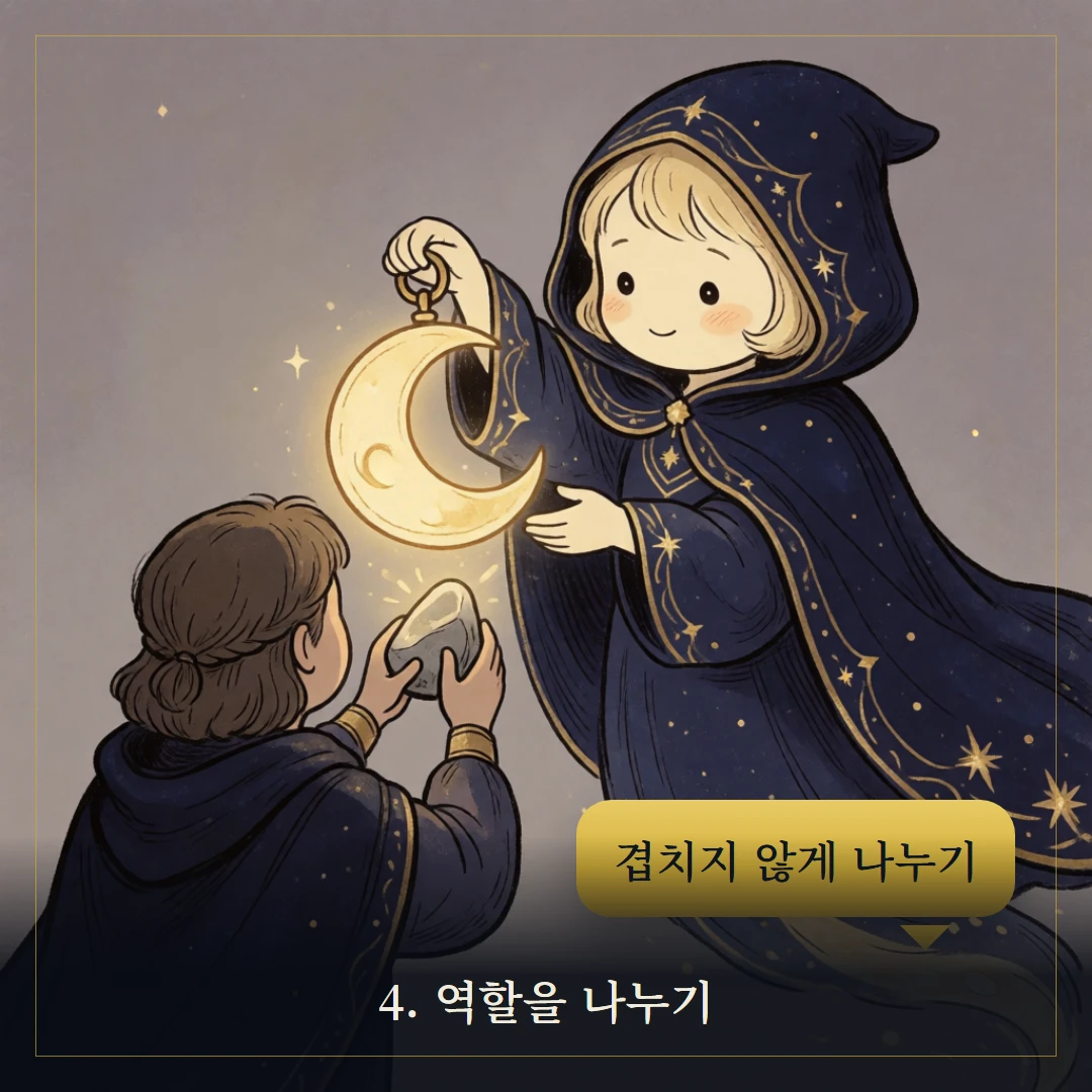 펜타클 3(Three of Pentacles) 웹툰 4컷 — 조언