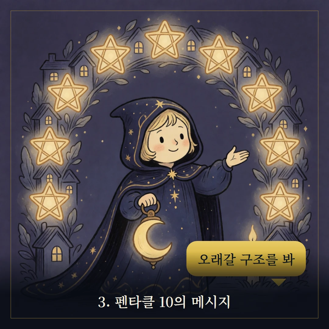 펜타클 10(Ten of Pentacles) 웹툰 3컷 — 카드의 메시지