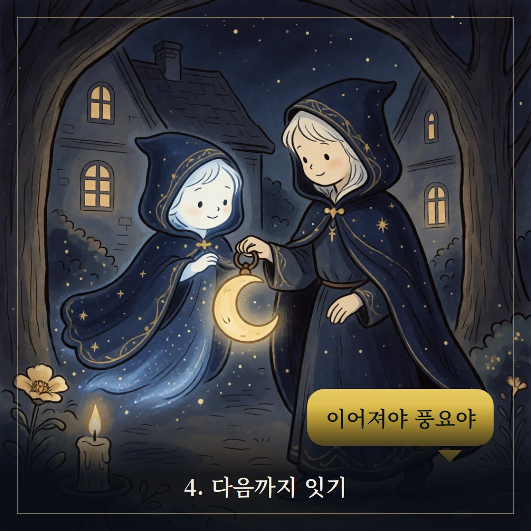 펜타클 10(Ten of Pentacles) 웹툰 4컷 — 조언