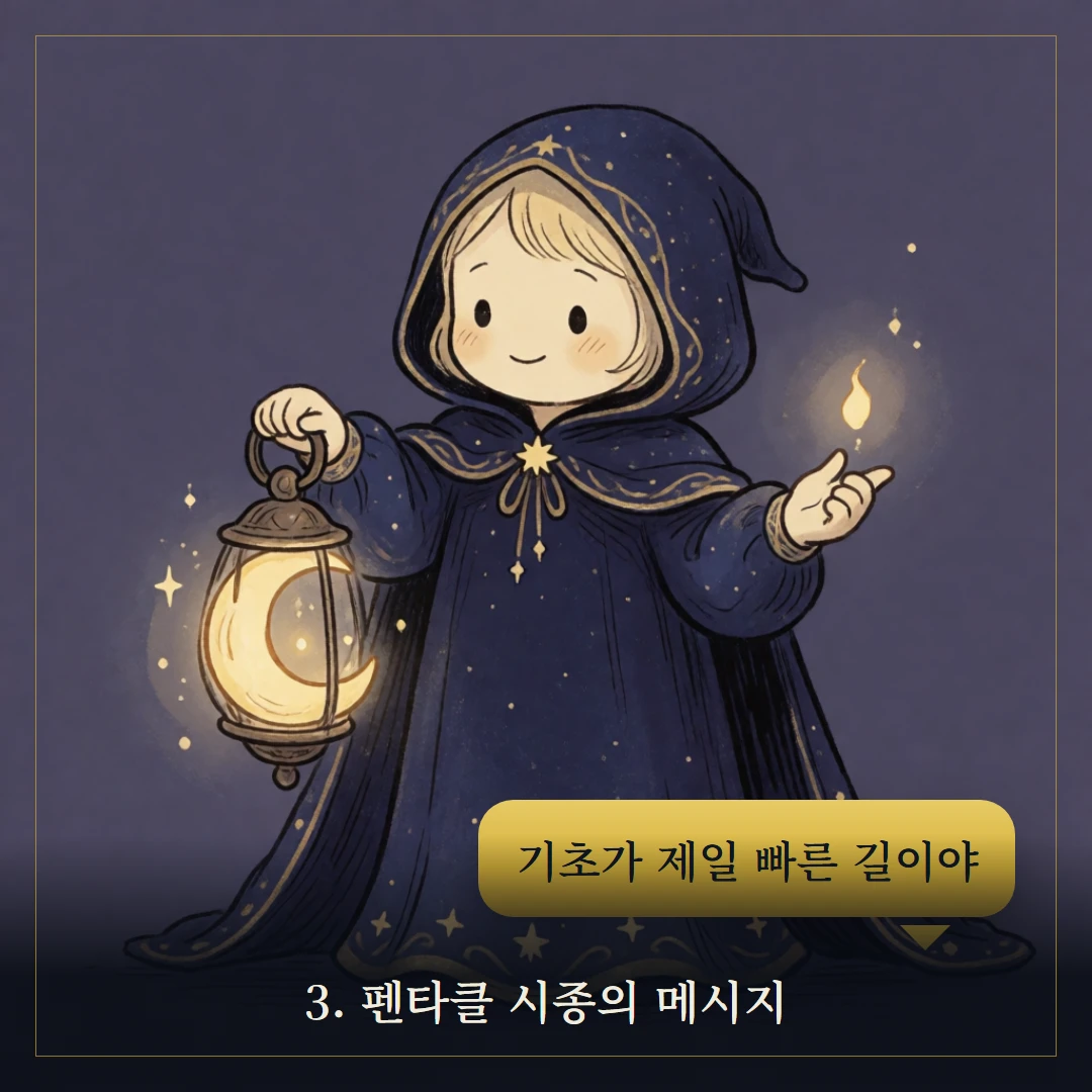 펜타클 시종(Page of Pentacles) 웹툰 3컷 — 카드의 메시지