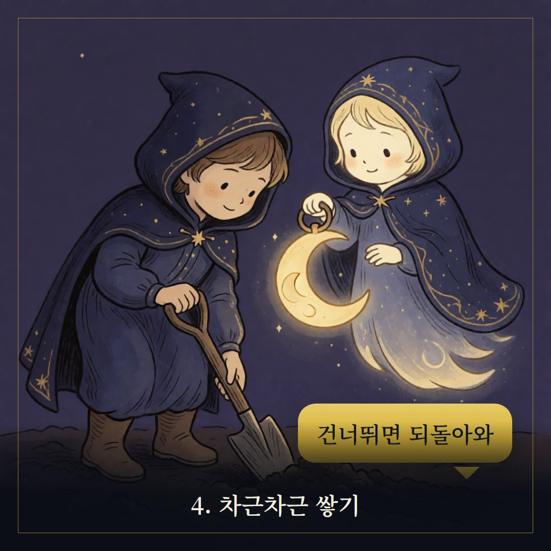 펜타클 시종(Page of Pentacles) 웹툰 4컷 — 조언