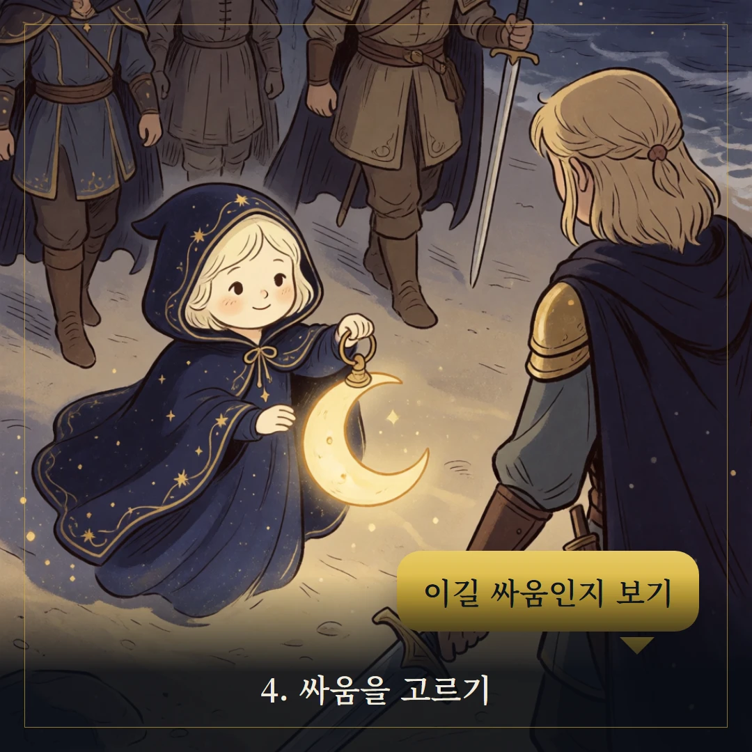 소드 5(Five of Swords) 웹툰 4컷 — 조언