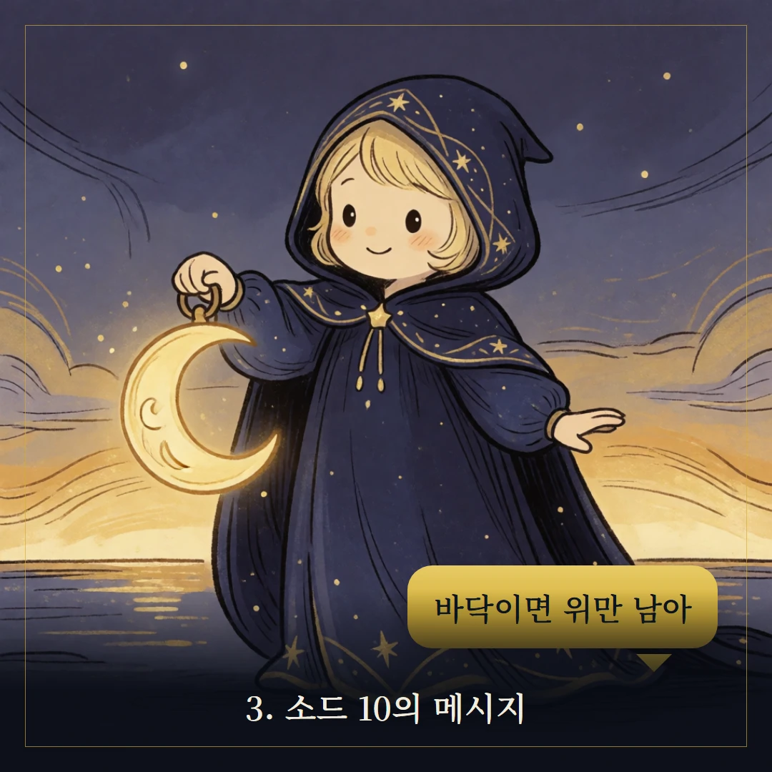 소드 10(Ten of Swords) 웹툰 3컷 — 카드의 메시지