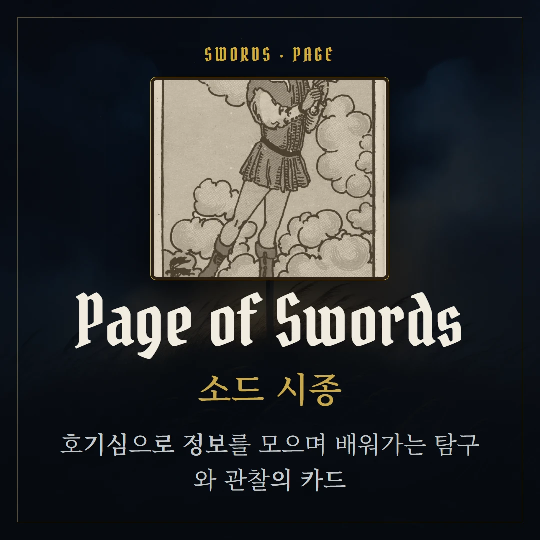 소드 시종(Page of Swords) 카드 요약 표지