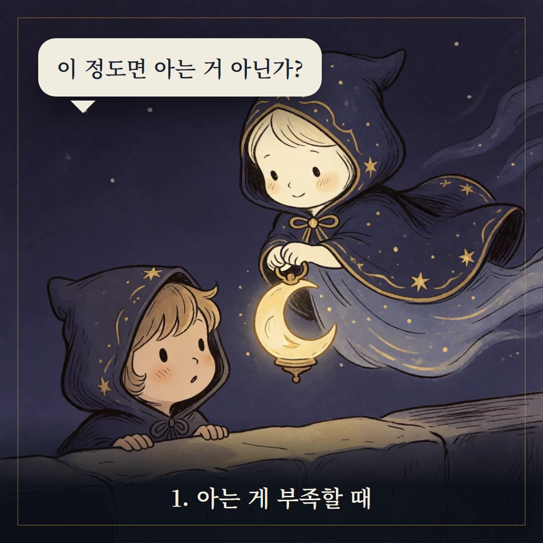 소드 시종(Page of Swords) 웹툰 1컷 — 갈림길 앞에서