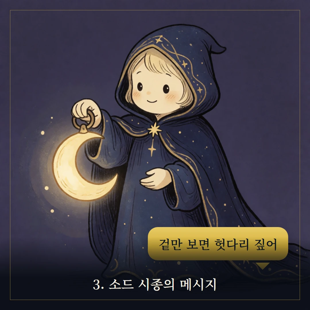 소드 시종(Page of Swords) 웹툰 3컷 — 카드의 메시지