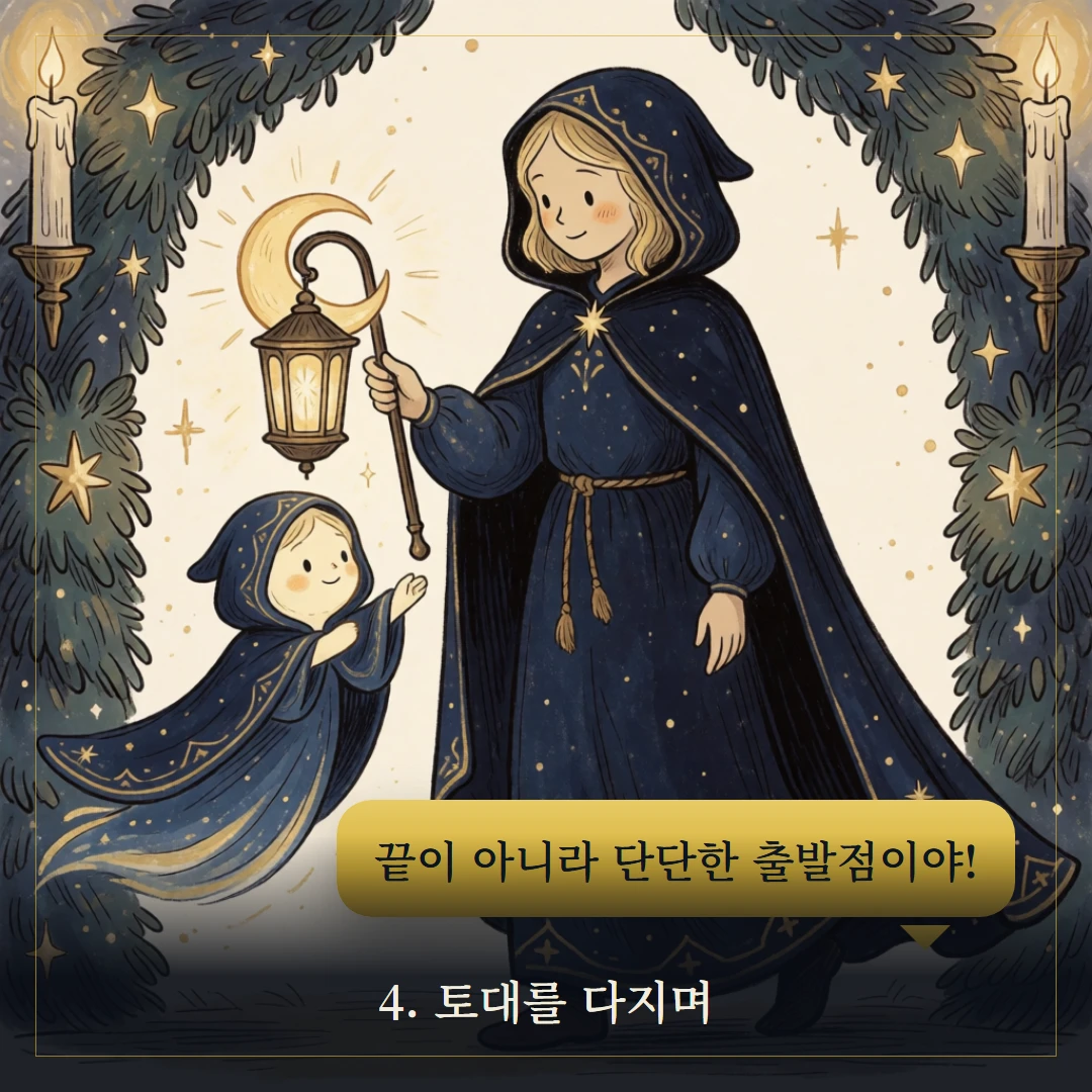 완드 4(Four of Wands) 웹툰 4컷 — 조언