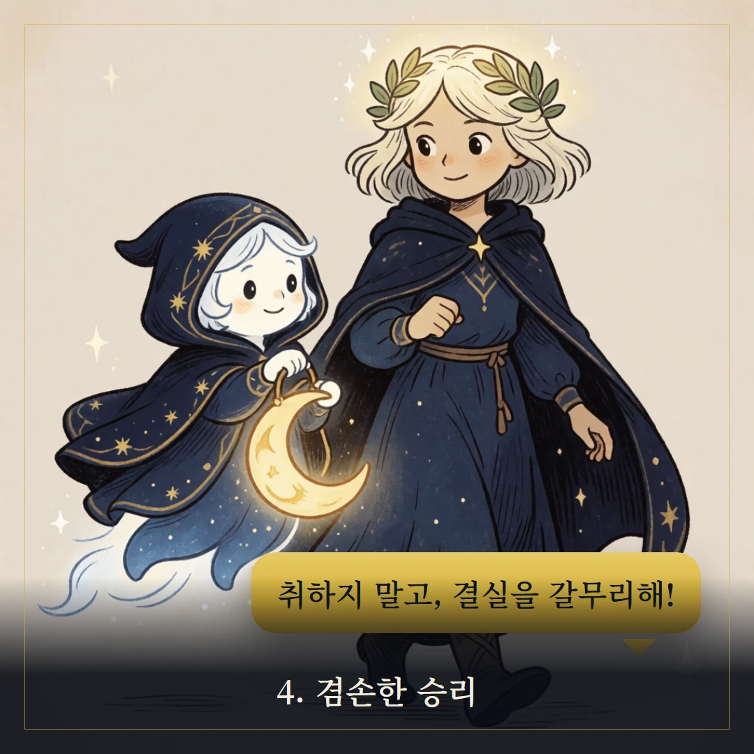 완드 6(Six of Wands) 웹툰 4컷 — 조언